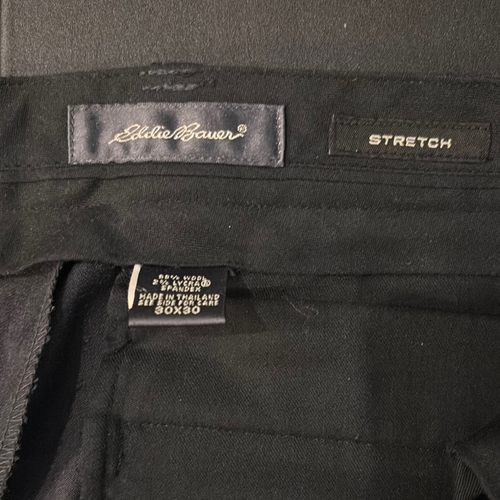 Eddie Bauer Classic Charcoal Stretch Wool Trousers 30x30